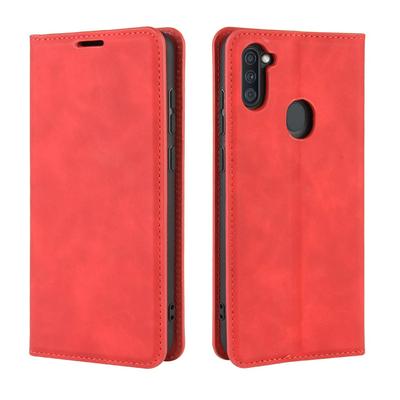 Solid Color Magnetic Attraction Side Flip Anti-Drop PU Leather + Soft TPU with Card Slots and Stand Wallet Case for Samsung Galaxy A11 US Version