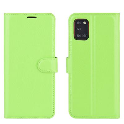Litchi Pattern Side Flip Shockproof PU Leather + Soft TPU Magnetic Buckle with Stand and Card Slots Wallet Case for Samsung Galaxy A31