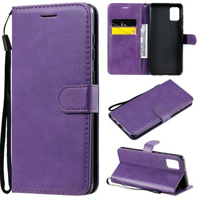 Solid Color Wrist Strap Style Shockproof Side Flip PU Leather + Soft TPU Card Slots with Stand and Magnetic Buckle Wallet Case for Samsung Galaxy A31