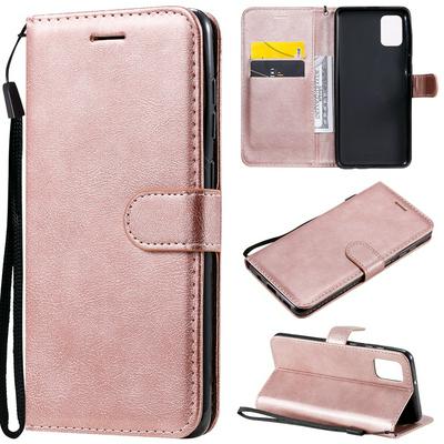 Solid Color Wrist Strap Style Shockproof Side Flip PU Leather + Soft TPU Card Slots with Stand and Magnetic Buckle Wallet Case for Samsung Galaxy A31
