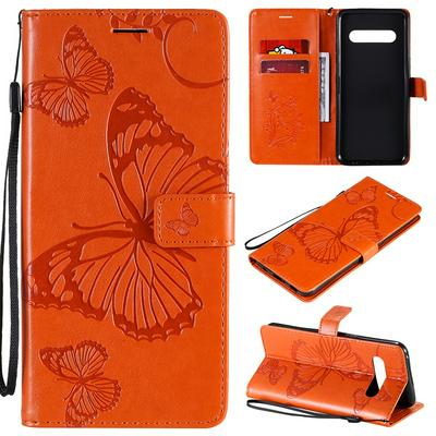 Embossed Butterflies Pattern Wrist Strap Style Anti-Drop Side Flip PU Leather + Soft TPU Stand with Magnetic Buckle and Card Slots Wallet Protective Case for LG V60 ThinQ 5G
