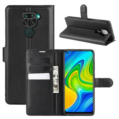 Solid Color Litchi Pattern Shock-Absorption Side Flip PU Leather + Soft TPU Card Slots with Magnetic Buckle and Stand Wallet Case for Xiaomi Redmi Note 9 / Redmi 10X 4G