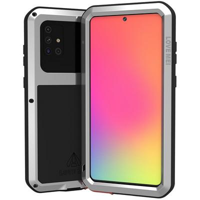 Love Mei Powerful Series Dust-Proof Shockproof Splash-Proof Silicone + Metal + Tempered Glass Support Wireless Charging Back Cover Case for Samsung Galaxy A71