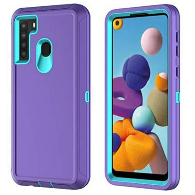 Shockproof 3 in 1 Detachable Hard Front PC Frame + Hard PC Inner + Soft TPU Back Hybrid Back Cover Protective Case for Samsung Galaxy A21