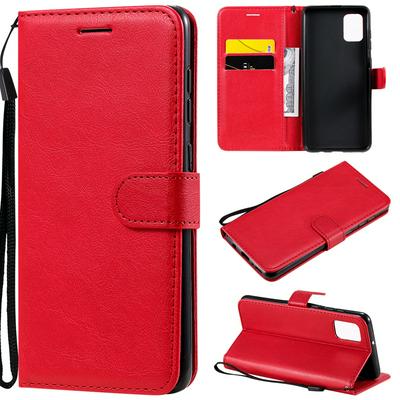 Solid Color Wrist Strap Style Shockproof Side Flip PU Leather + Soft TPU Card Slots with Stand and Magnetic Buckle Wallet Case for Samsung Galaxy A31