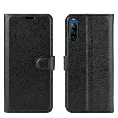Solid Color Litchi Pattern Shock-Absorption Side Flip PU Leather + Soft TPU Card Slots with Magnetic Buckle and Stand Wallet Case for Sony Xperia L4