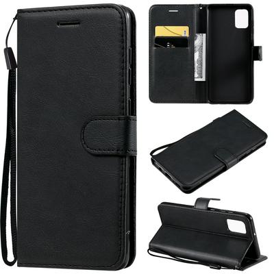 Solid Color Wrist Strap Style Shockproof Side Flip PU Leather + Soft TPU Card Slots with Stand and Magnetic Buckle Wallet Case for Samsung Galaxy A31