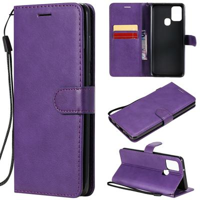 Solid Color Wrist Strap Style Shockproof Side Flip PU Leather + Soft TPU Card Slots with Stand and Magnetic Buckle Wallet Case for Samsung Galaxy A21S