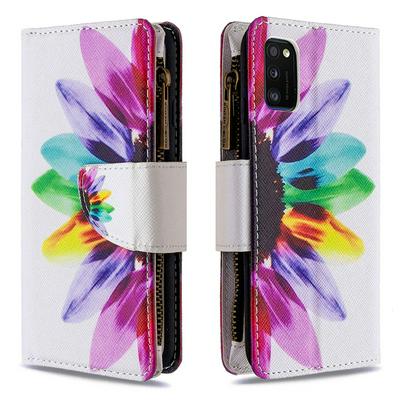 Painted Zipper Wallet BF03 Scratch Resistant PU Leather Phone Protective Case with Stand &Lanyard for Samsung Galaxy A41