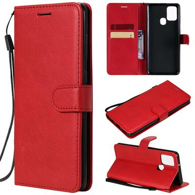 Solid Color Wrist Strap Style Shockproof Side Flip PU Leather + Soft TPU Card Slots with Stand and Magnetic Buckle Wallet Case for Samsung Galaxy A21S