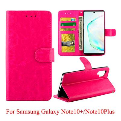 Crazy Horse Pattern Folded Photo Frame Left and Right Open Scratch Resistant PU Leather Phone Cover with Stand and Card Slots for Samsung Galaxy Note 10+/Samsung Galaxy Note 10 Pro