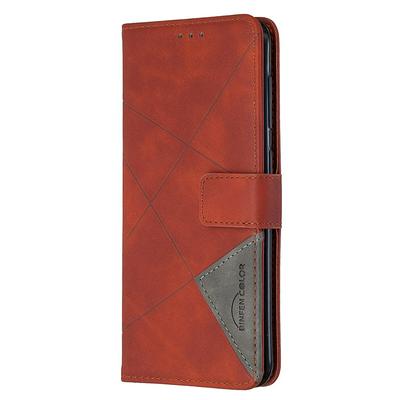 Stitching Color Rhombus Pattern BF05 Scratch Resistant PU Leather Phone Protective Case with Stand &Card Slots for Samsung Galaxy A50