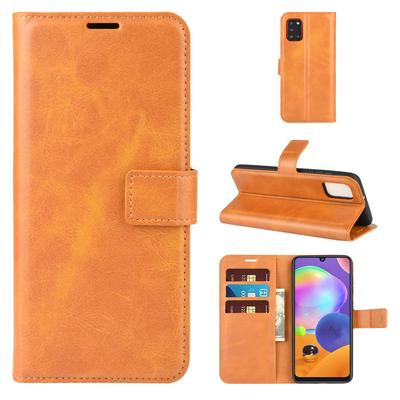 Retro Side Flip Anti-Sratch Shockproof PU Leather + Soft TPU Magnetic Buckle with Stand and Card Slots Wallet Case for Samsung Galaxy A31