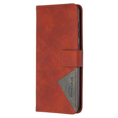 Stitching Color Rhombus Pattern BF05 Scratch Resistant PU Leather Phone Protective Case with Stand &Card Slots for Samsung Galaxy A31