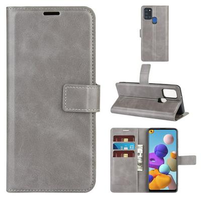 Square Buckle Left and Right Open Scratch Resistant PU Leather Phone Cover with Stand and Card Slots for Samsung Galaxy A21S
