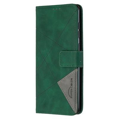 Stitching Color Rhombus Pattern BF05 Scratch Resistant PU Leather Phone Protective Case with Stand &Card Slots for Samsung Galaxy A31