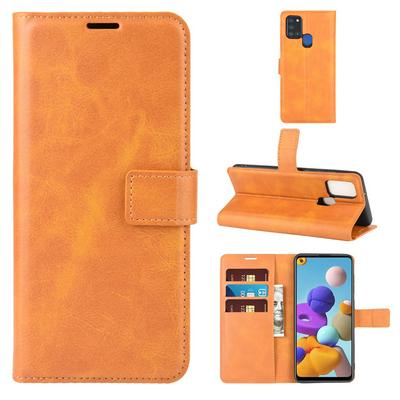 Square Buckle Left and Right Open Scratch Resistant PU Leather Phone Cover with Stand and Card Slots for Samsung Galaxy A21S