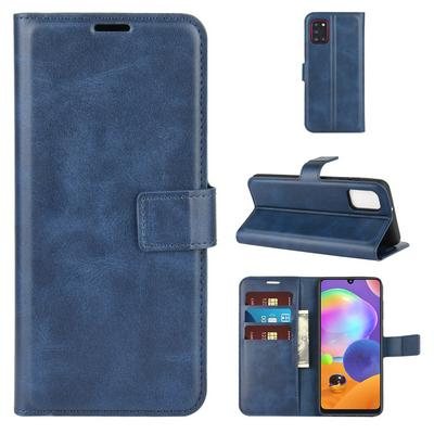 Retro Side Flip Anti-Sratch Shockproof PU Leather + Soft TPU Magnetic Buckle with Stand and Card Slots Wallet Case for Samsung Galaxy A31