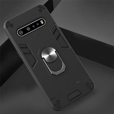 2 in 1 Detachable Shockproof Anti-Scratch Soft TPU + Hard PC with Magnetic Ring Bracket Back Cover Case for LG V60 ThinQ 5G