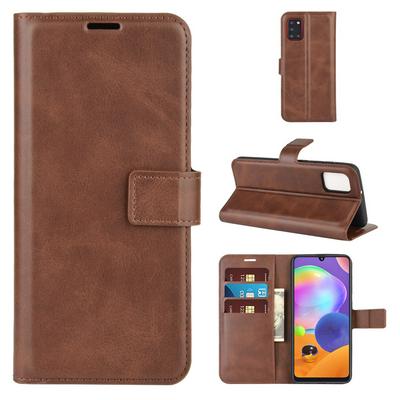 Retro Side Flip Anti-Sratch Shockproof PU Leather + Soft TPU Magnetic Buckle with Stand and Card Slots Wallet Case for Samsung Galaxy A31