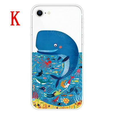 Cartoon Pattern Shockproof Anti-Scratch Transparent Soft TPU Back Cover Case for iPhone SE (2020) / 7 / 8