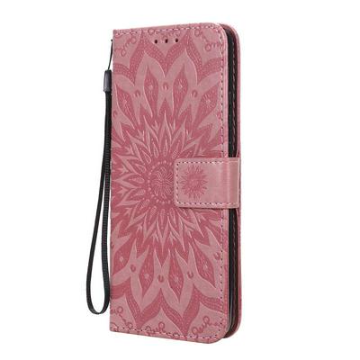 Embossed Flower Pattern Wrist Strap Style Shockproof Side Flip PU Leather + Soft TPU Card Slots with Magnetic Buckle and Stand Wallet Case for Huawei P40 Pro