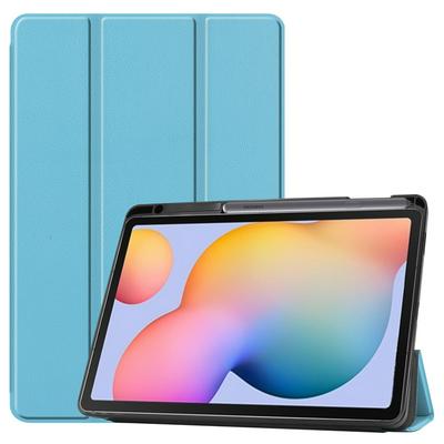 Solid Color Tri-Fold Side Flip Auto Sleep Function PU Leather + Soft TPU with Stand and Pen Slot Wallet Protective Case for Samsung Galaxy Tab S6 Lite