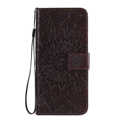 Embossed Flower Pattern Wrist Strap Style Shockproof Side Flip PU Leather + Soft TPU Card Slots with Magnetic Buckle and Stand Wallet Case for Huawei P40 Pro