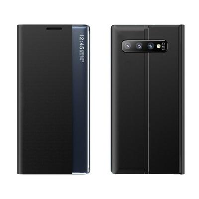 For Samsung Galaxy S10 Side Window Display with Magnetic Suction / Bracket / Sleep Function / Plain Leather + PC Flip Phone Case