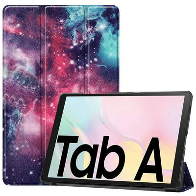 Colored Painting Tri-Fold Side Flip Shockproof PU Leather + Soft TPU with Stand and Auto Sleep / Wake Function Wallet Protective Case for Samsung Galaxy Tab A7 2020 T500