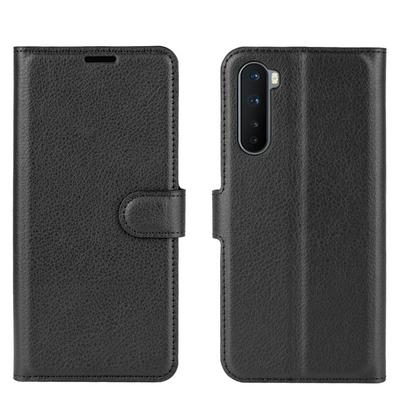 Solid Color Litchi Pattern Shock-Absorption Side Flip PU Leather + Soft TPU Card Slots with Magnetic Buckle and Stand Wallet Case for OnePlus Nord