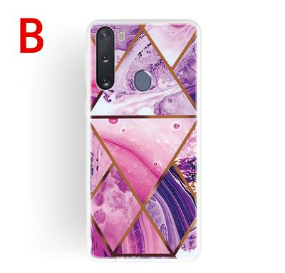 Geometric Marble Pattern Shockproof Anti-Scratch Soft TPU Back Cover Case for Samsung Galaxy A21