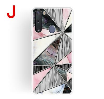 Geometric Marble Pattern Shockproof Anti-Scratch Soft TPU Back Cover Case for Samsung Galaxy A21