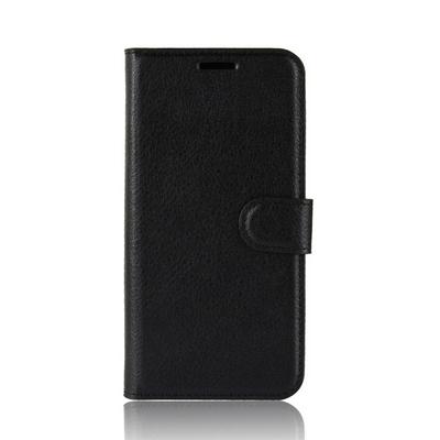 Side Flip Lychee Pattern Scratch Resistant PU Leather Wallet Phone Case with Stand and Card Slots for Samsung Galaxy A21 U.S. Edition
