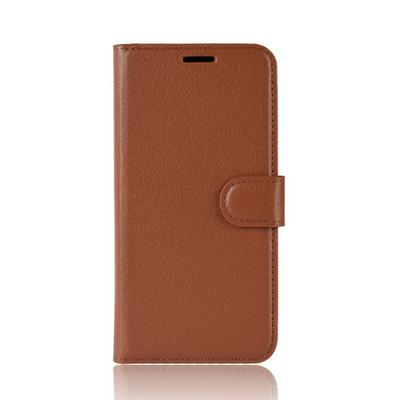 Side Flip Lychee Pattern Scratch Resistant PU Leather Wallet Phone Case with Stand and Card Slots for Samsung Galaxy A21 U.S. Edition