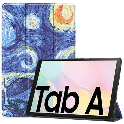 Colored Painting Tri-Fold Side Flip Shockproof PU Leather + Soft TPU with Stand and Auto Sleep / Wake Function Wallet Protective Case for Samsung Galaxy Tab A7 2020 T500