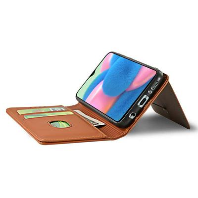 Liquid Skin Feel Strong Magnetic Shockproof Side Flip PU Leather + Soft TPU with Multifunctional Card Slots and Stand Case for Samsung Galaxy A30s