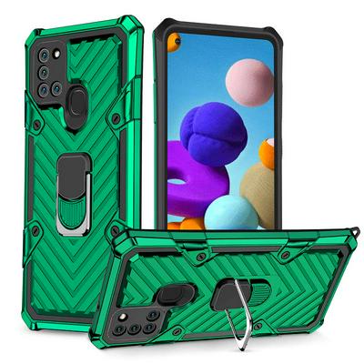 2020 Lightning Armor Series 2 in 1 Shockproof Anti-Falling Hard PC + Soft TPU Back Cover Phone Case with Ring Stand Holder for Samsung Galaxy A21s