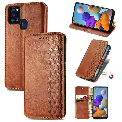 Fashion Magnetic Closure Cover with Card Slots Pocket PU Leather Shockproof Wallet Phone Case for Samsung Galaxy A21s