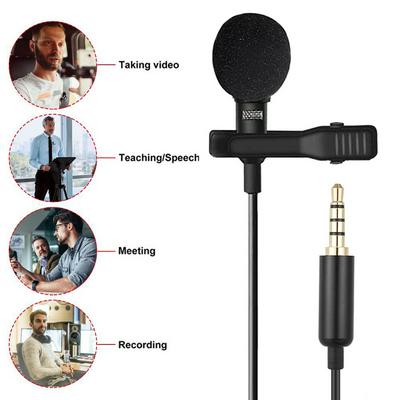 1.5m 3.5 Lavalier Mobile Phone Recording Microphone Mini Portable Audio Mic for Computer Phone Laptop
