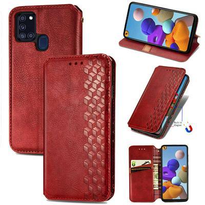 Fashion Magnetic Closure Cover with Card Slots Pocket PU Leather Shockproof Wallet Phone Case for Samsung Galaxy A21s