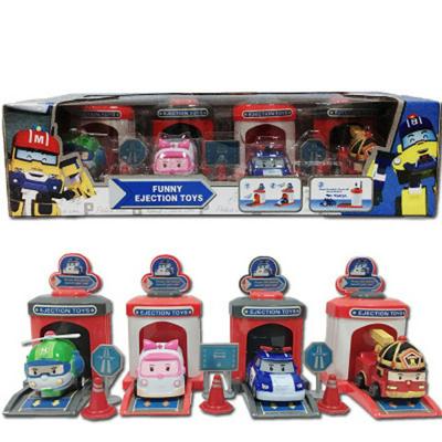 South Korea Q Version Ejection Pull Back Car Toy Children's Police Car Launch Educational Toys