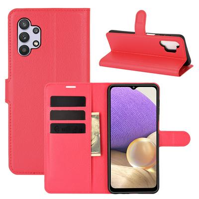 Lychee Pattern Flip Folio Leather Case for Samsung Galaxy A32 5G Scratch Resistant Wallet Style Cover with Stand and Card Slots