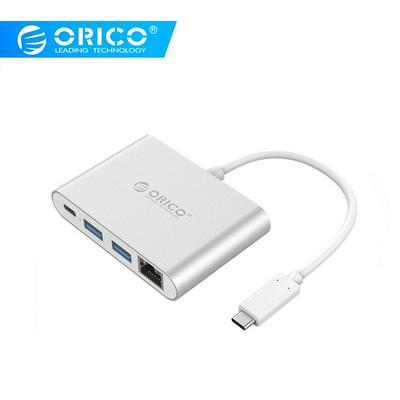 USB-C Hub, ORICO RCR2A 4 in 1 Type-C to Type-C 3.0, 2 USB 3.0 Ports, RJ45 Adapter for Macbook Pro