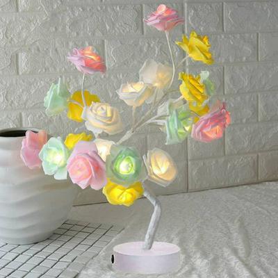 Wit Roze Rose Bloem Nachtkastje Slaapkamer Nachtlampje Tafellamp Home Decor Simulatie Kerstboom Wedding Party Decor H