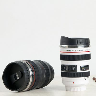 400mL SLR Camera Lens DIY Stainless Steel Thermos Travel Coffee Mug Cup Water Coffee Tea Camera Lens Cup With Lid  