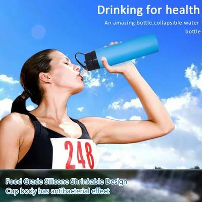 600ml Large Capacity Folding Food Grade Silicone Insulation Anti-Scalding Portable Home Travel Outdoor Sports Straight Water bottle