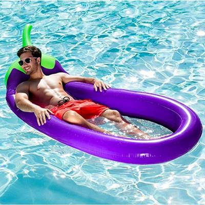 250*105*20cm Eggplant Shaped Inflatable Floating Row Bed with Mesh Swimming Pool Water Toys Swimming Water Floating Beach Mattress