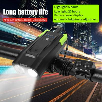 Bike Lights Rechargeable Bicycle Flashlight 4000mAh USB LED Light with Horn