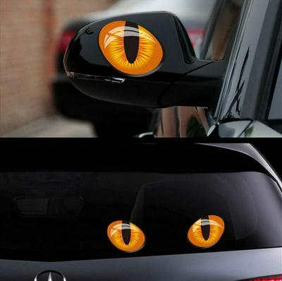 2pcs 12*10cm Cute Simulation Cat Eyes Car Stickers 3D Vinyl Decal for Rearview Mirror Car Head Engine Cover Windows Decoration Sticker